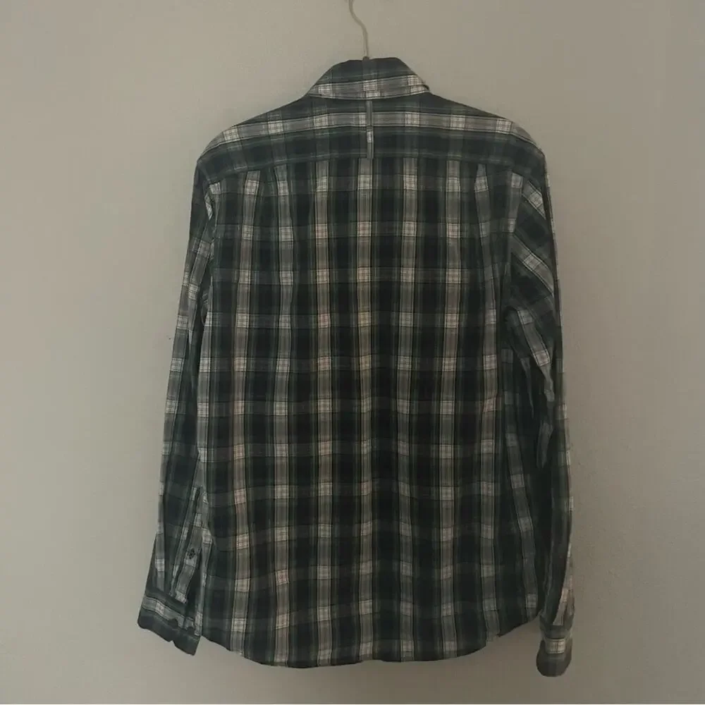 Banana Republic Green & Navy Plaid Button Up Shirt Size Small